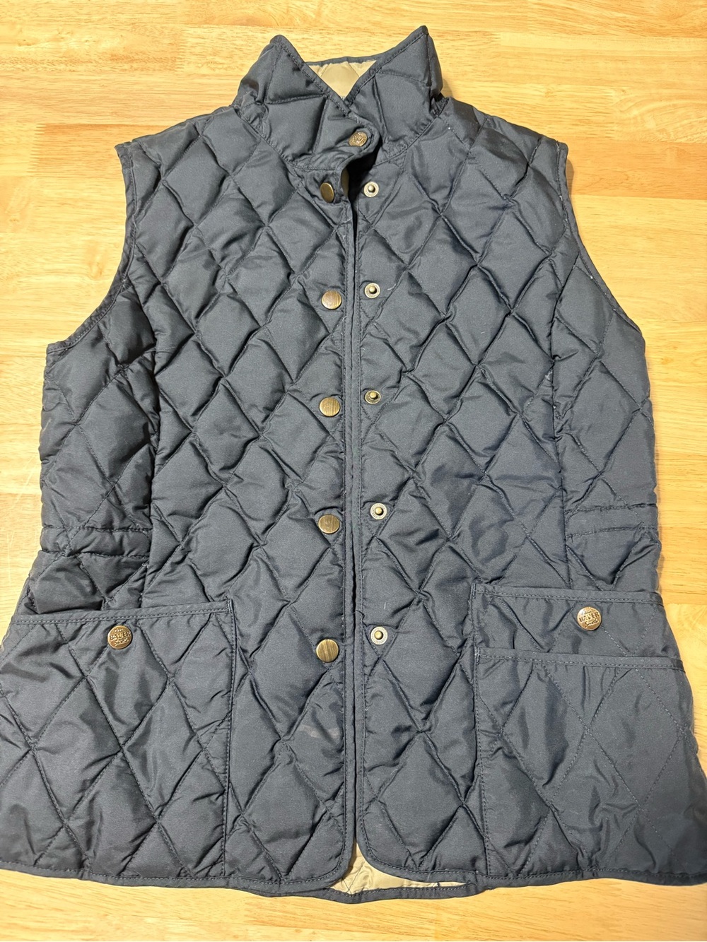 Women’s Eddie Bauer Goose Down Quilted Puffer Vest Black Size Small Snap Front